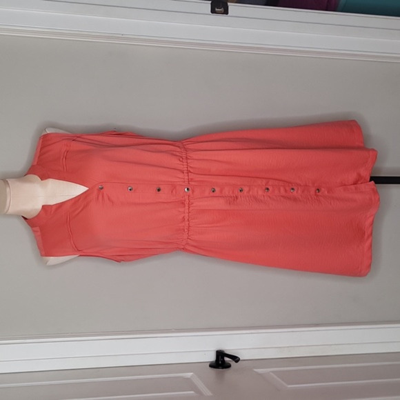 Lane Bryant Coral Button-Down Dress - Picture 1 of 8
